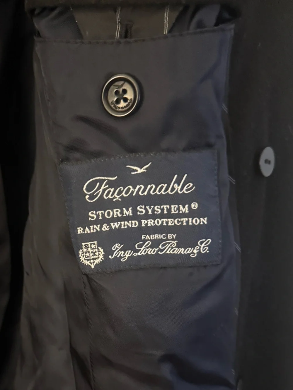 Loro Piana Faconnable Coat Large Storm System Rain Wind Proof Jacket Lined XL Bl